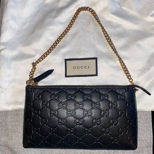 Gucci Guccissima GG Black Pouch and Chain
